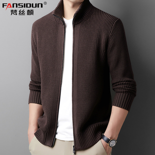 春秋季 外套半高立领全拉链全棉纯棉毛衣线衫 外搭上衣 针织开衫 男士