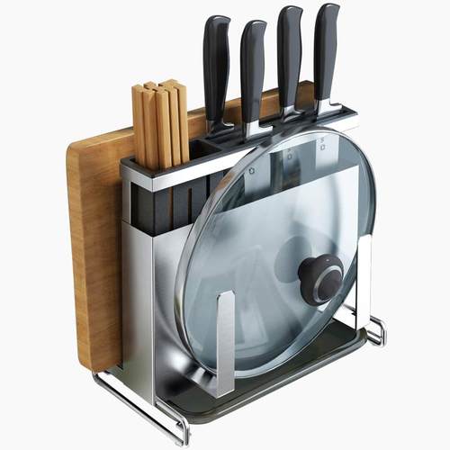 不锈钢刀架用品厨房置物架壁挂式多功能刀具菜刀砧板筷架一体收纳