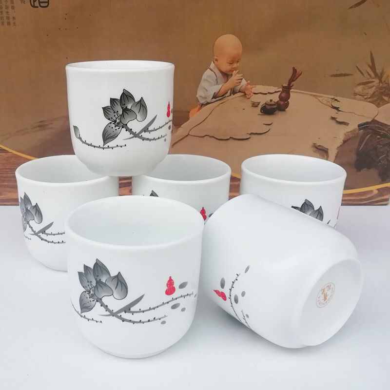 家用青花瓷陶瓷一口茶杯单杯白酒杯子复古喝水品茗杯礼品定制logo