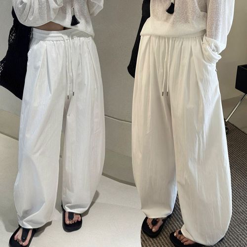 夏季户外穿搭防水速干山本裤女新款高腰显瘦宽松直筒阔腿弯刀裤