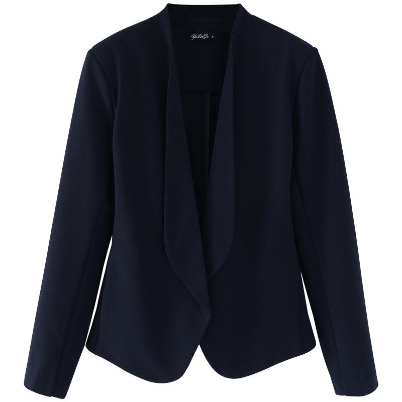 大码职业女装干练气质无领无扣西装外套春秋薄款通勤套装夏工作服