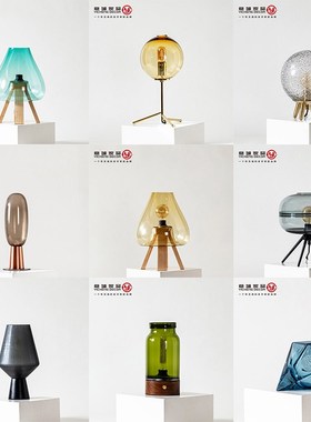 手工吹制玻璃台灯书房客厅简约现代轻奢样板间装饰品家新居甩卖