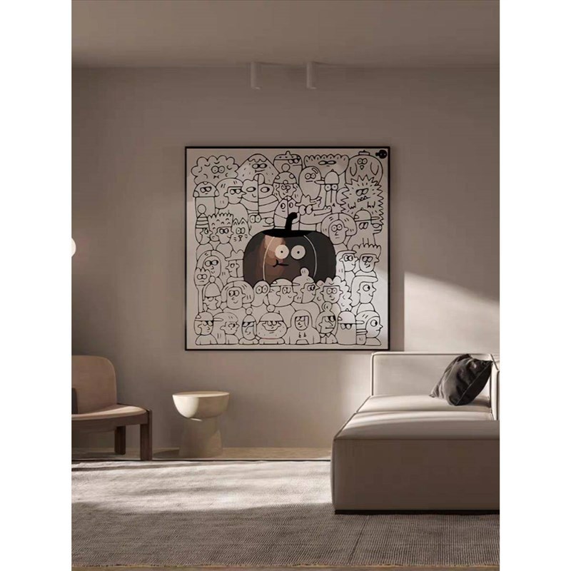 现代轻奢高档客厅装饰画儿童房卧室床头壁画抽P象线条餐厅玄关挂图片