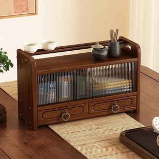 小型桌面博古架杯架茶室茶台置物架新中式收纳柜非实木茶具展示柜