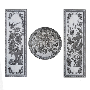 石材浮雕五福临门地雕定制青石镂空雕刻玄关庭院新影壁画