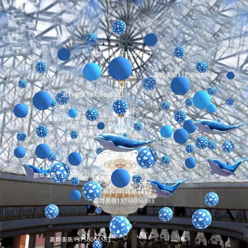 夏季蓝色海洋球海豚商场中庭吊饰购物中心天井装饰商业美陈定制,商业/办公家具,商业美陈,淘宝优惠券,粉丝福利购,淘宝优惠卷