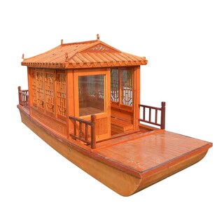 木船画舫船旅游观光水上电动仿古实木餐饮景区公园民宿房屋游览船