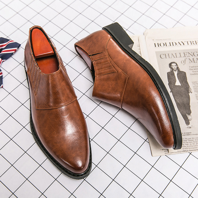 男士商务正装韩版棕色尖头小皮鞋英伦休K闲潮发型师内增高套脚男,流行男鞋,休闲皮鞋,淘宝优惠券,粉丝福利购,淘宝优惠卷