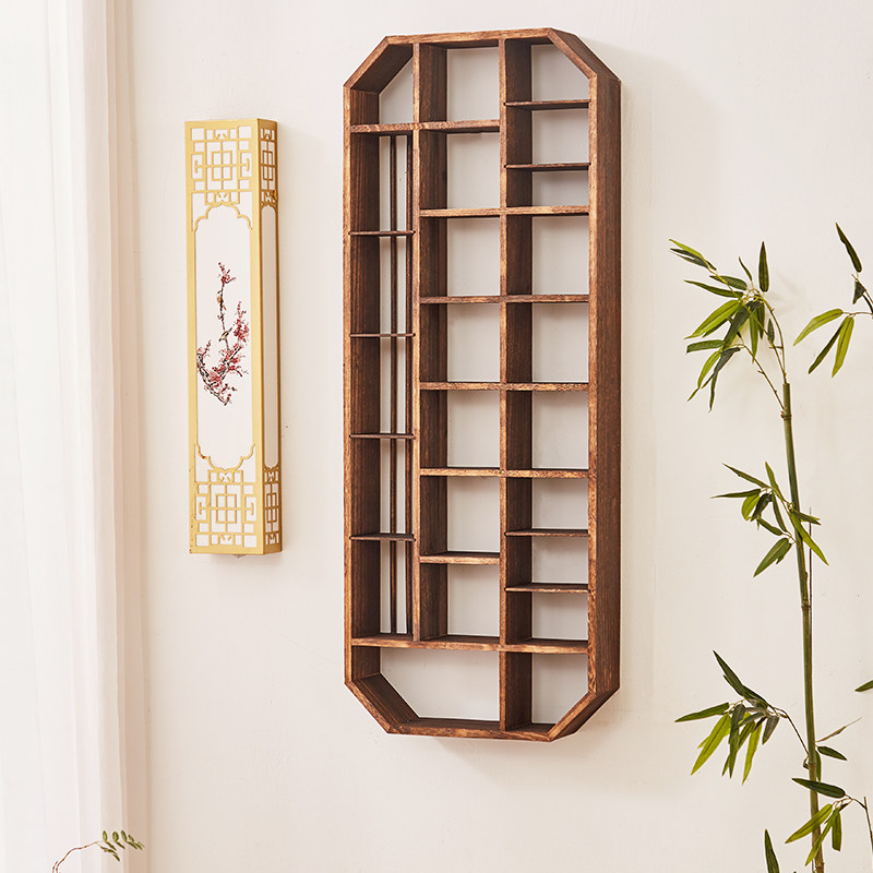 博古架实木中式现代简约多宝阁壁挂式K上墙小型摆件茶室置物架,住宅家具,多宝格/博古架,淘宝优惠券,粉丝福利购,淘宝优惠卷