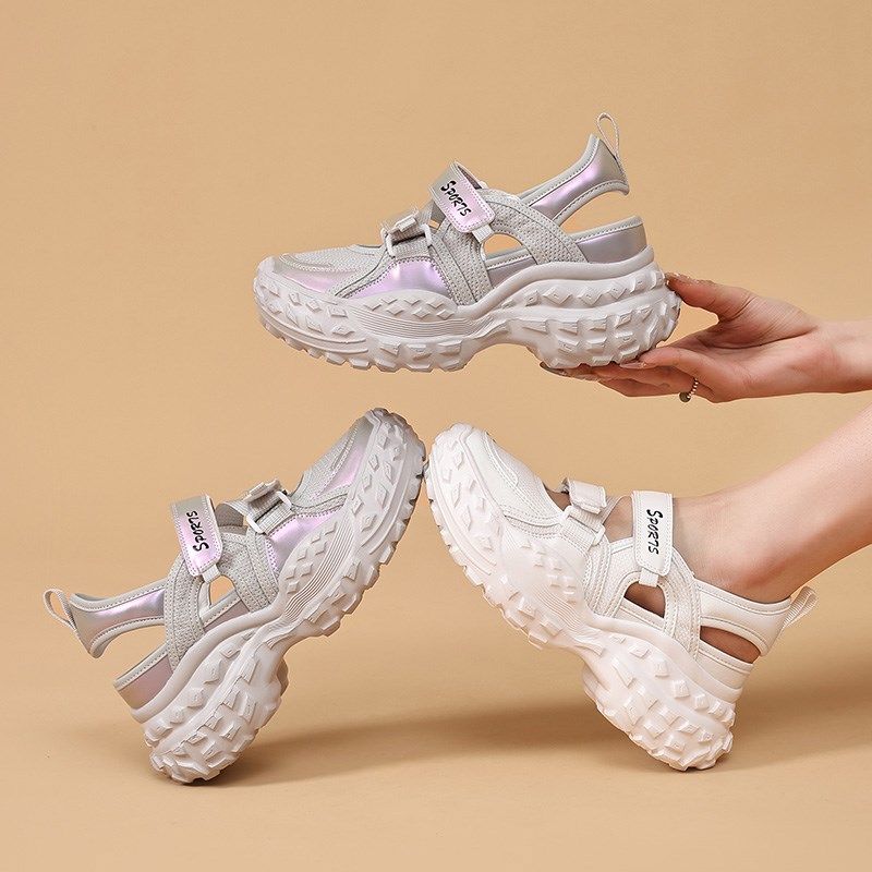 镂空透气厚底运动l凉鞋女夏季新款8cm魔术贴轻便休闲内增高老爹鞋,女鞋,休闲凉鞋,淘宝优惠券,粉丝福利购,淘宝优惠卷