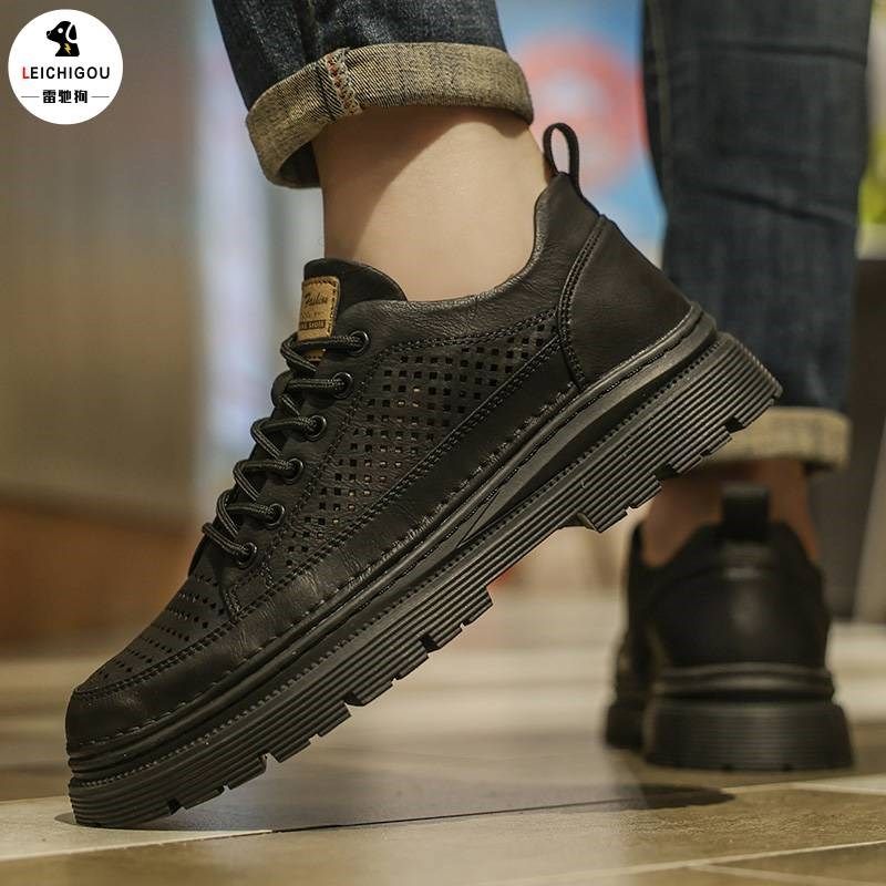 夏季新款网孔透气时尚休闲s皮鞋男士厚底增高鞋男10cm黑色百搭板,流行男鞋,休闲皮鞋,淘宝优惠券,粉丝福利购,淘宝优惠卷