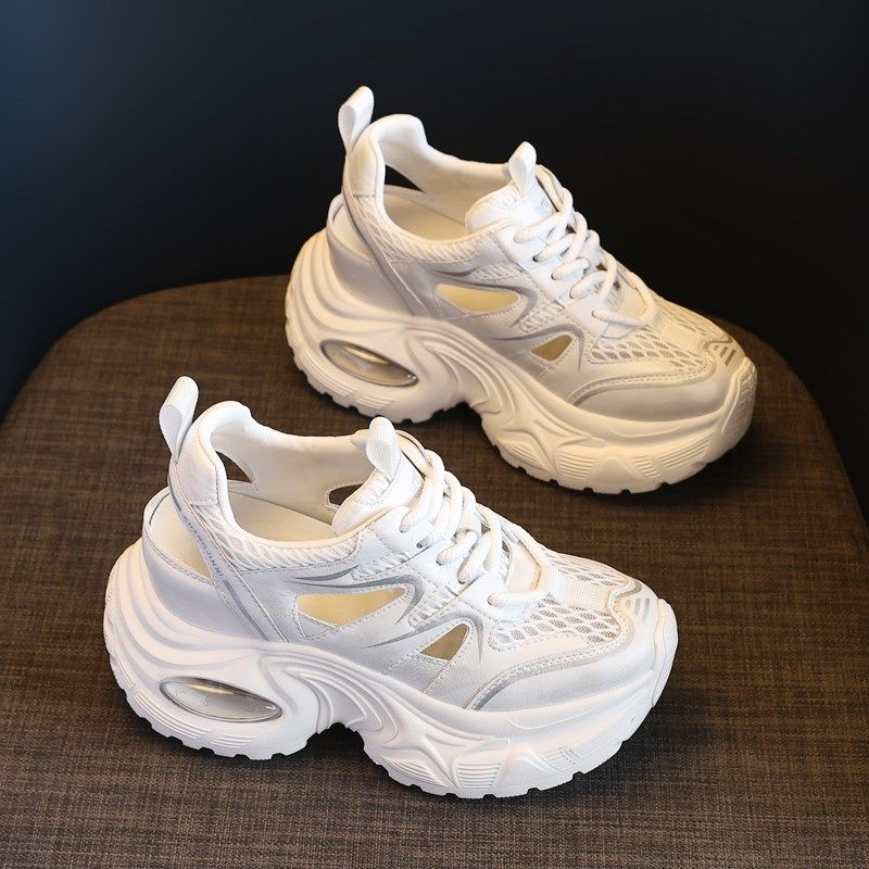 内增高8CM镂空j网面透气老爹凉鞋女2025新款夏季薄款厚底运动休闲,女鞋,时尚休闲鞋,淘宝优惠券,粉丝福利购,淘宝优惠卷