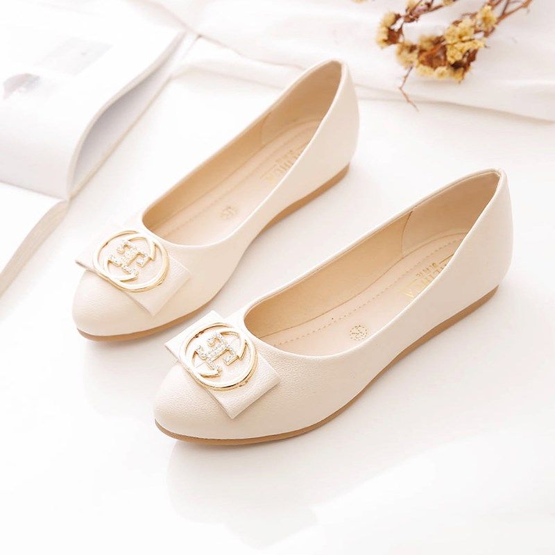 平底鞋女单鞋2025新款春秋女鞋百搭浅口豆豆鞋软皮软W底防滑妈妈,女鞋,浅口单鞋,淘宝优惠券,粉丝福利购,淘宝优惠卷