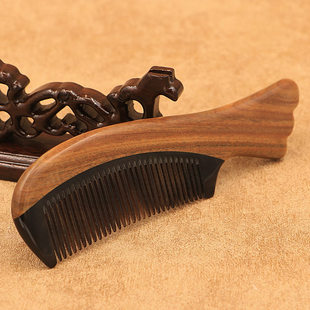 绿檀香牛角木梳子便携男梳小常州梳篦礼盒按摩头部防静电