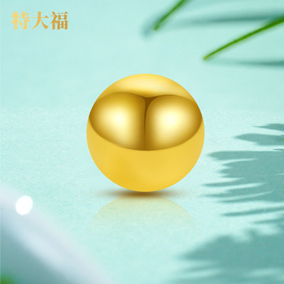 特大福E足金999光面珠小金珠圆珠黄金手链两世欢莲蓬转运礼物