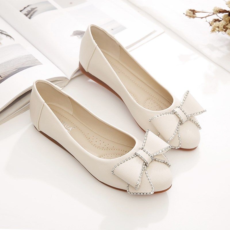 单鞋女2024年春秋n新款女鞋百搭浅口妈妈鞋子豆豆鞋软皮软底平底,女鞋,浅口单鞋,淘宝优惠券,粉丝福利购,淘宝优惠卷