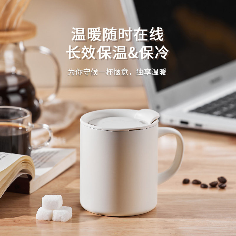 316不锈钢保温咖啡杯简约马克杯办公杯L子带盖保冷水杯女茶杯男