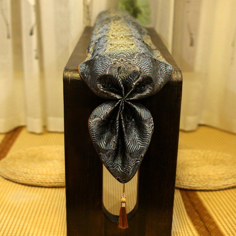 可挂墙流苏古琴h盖布丝绸防尘罩织锦盖布亚麻系带古琴专用防尘盖