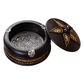 异丽泰国客厅复古创意个性 木质实木烟灰缸办公室茶桌木头烟缸