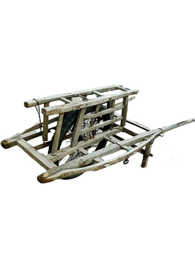 老式手推车民俗老物件怀旧留念老木车独轮车旧农具老木板车农家院