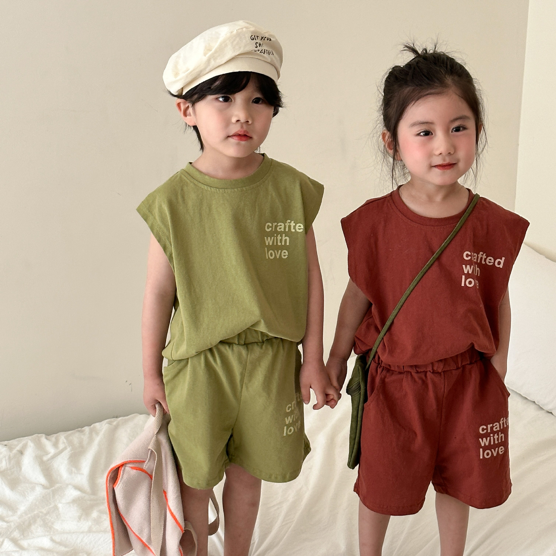 儿童夏季运动套装纯棉男童宽松夏装2025新款女童休闲背心宝宝衣服