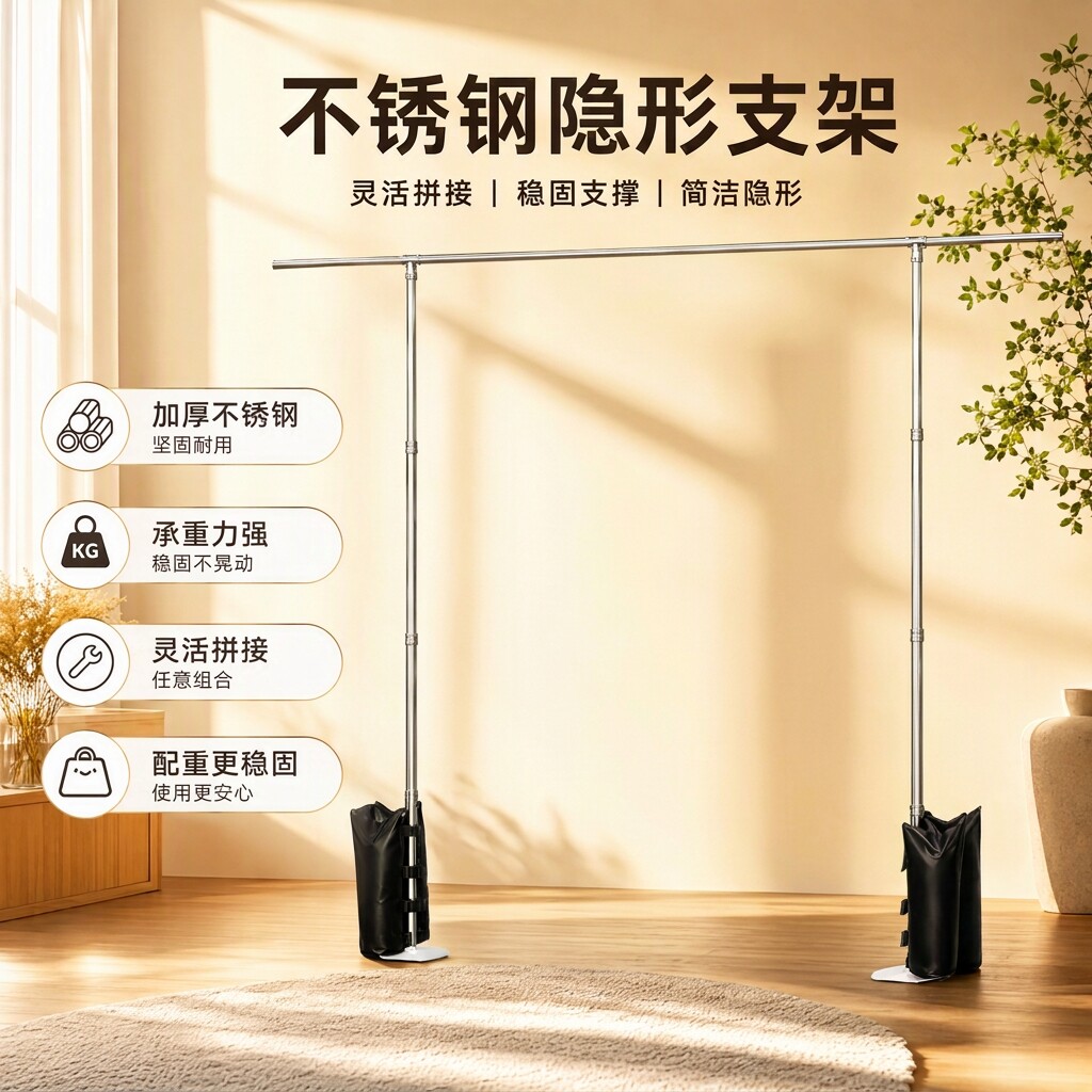 不锈钢摄影背景架拍照背景布支架直播绿幕绿布支架照龙门架T型架