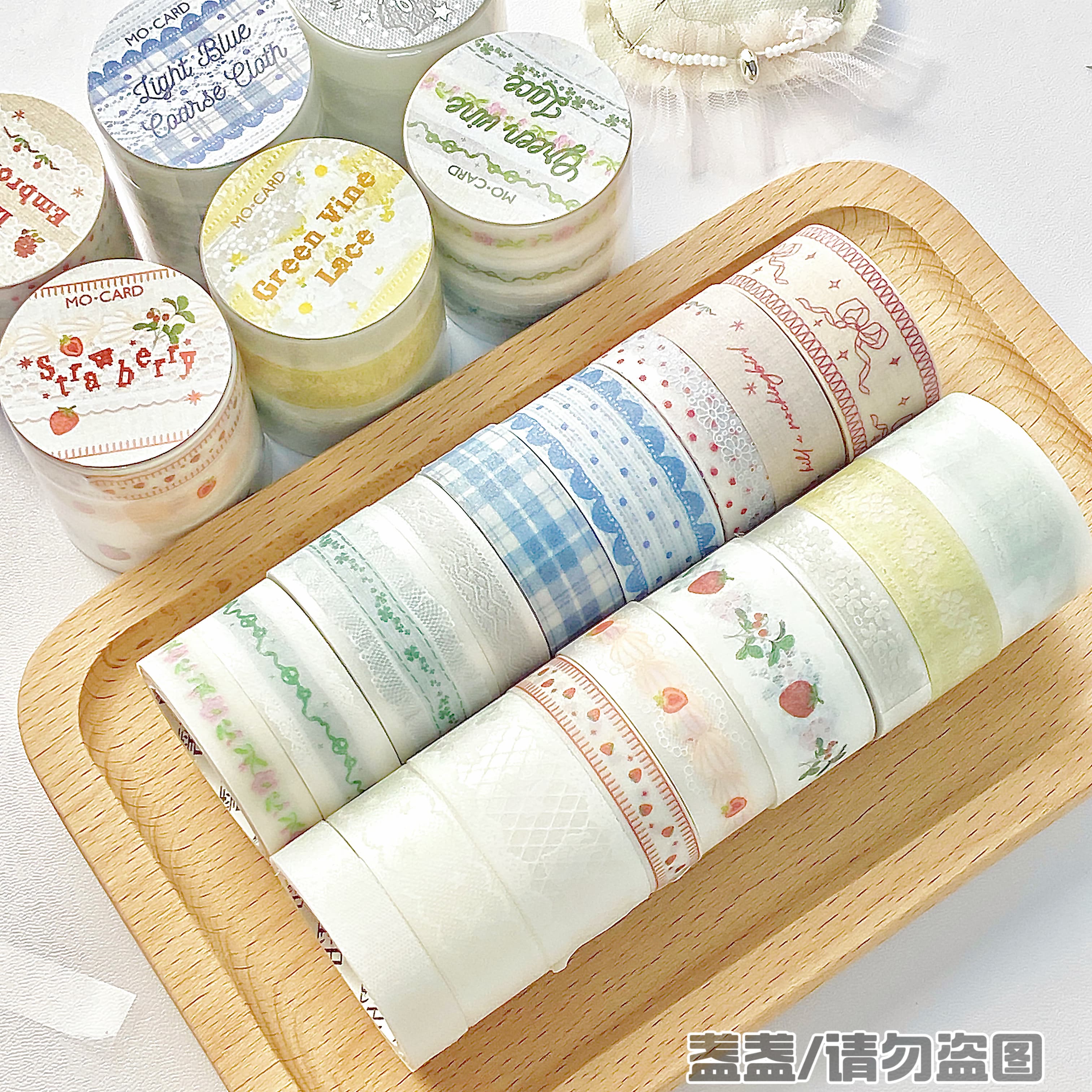 3卷入闪砂PET套装胶带手作蕾丝复古文艺手账DIY装饰百搭循环贴 - 实物图