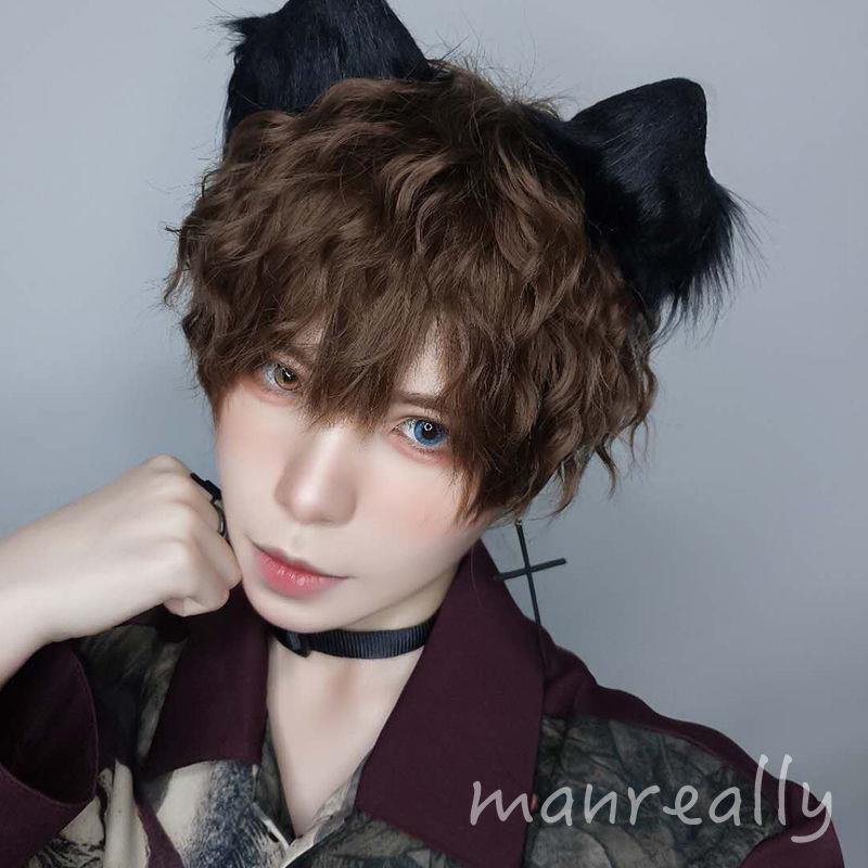 锡纸烫假发男短发日常蓬松修脸烟火烫男女DK正太日系基佬毛全头套