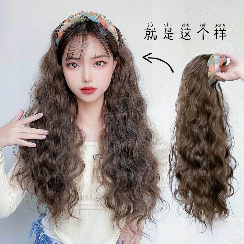 发箍假发一体水钻发饰卷发发箍编织欧根纱发夹高颅顶宽边女生发箍