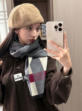 高档男士围巾冬季韩版百搭简约仿羊绒围脖礼物礼盒装高端潮流双面