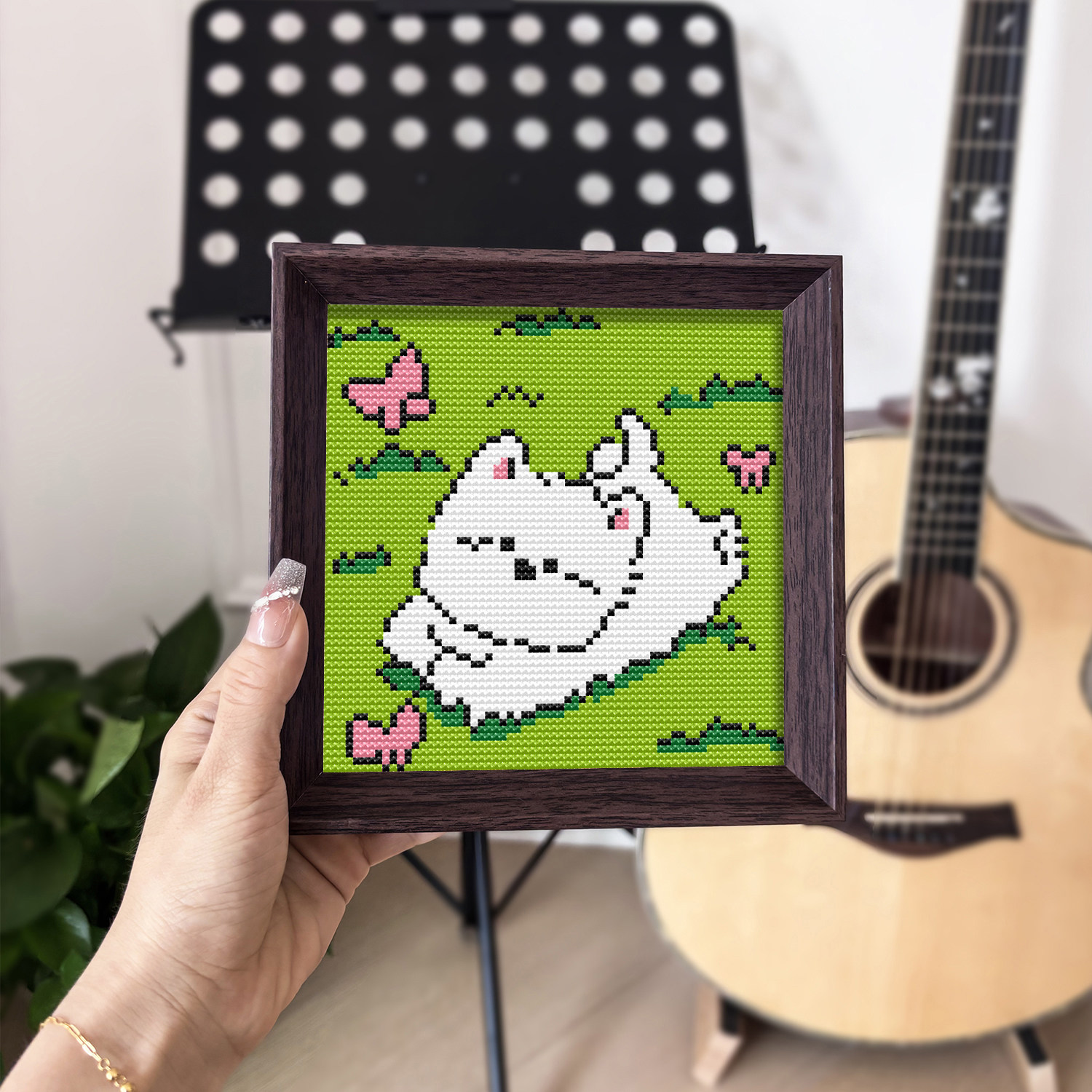 【可爱小狗】十字绣2026新款线绣带框摆台治愈系草地狗狗手工刺绣,居家布艺,十字绣套件,淘宝优惠券,粉丝福利购,淘宝优惠卷