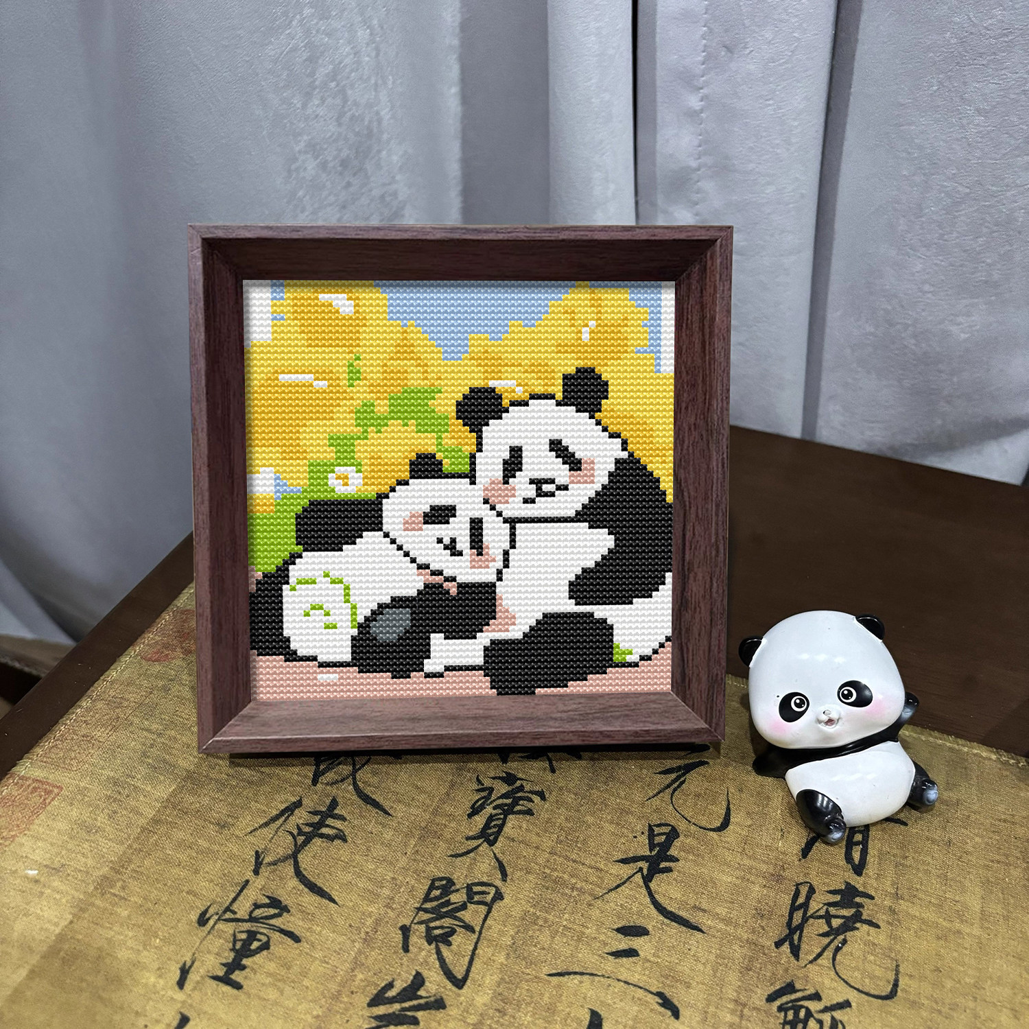 【熊猫】十字绣2025新款线绣带框摆台可爱国宝小件简单自己绣刺绣,居家布艺,十字绣套件,淘宝优惠券,粉丝福利购,淘宝优惠卷