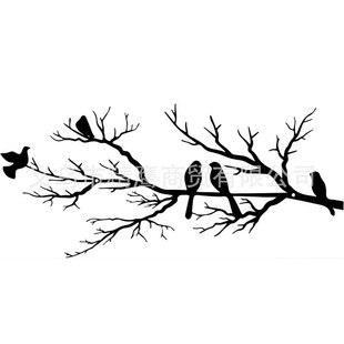 铁艺金属墙壁挂饰墙上艺术壁饰跨境装饰树枝小鸟激光片壁饰壁挂