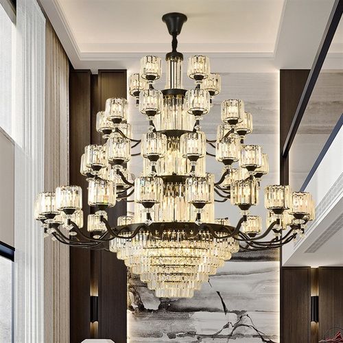 复式楼别墅大吊灯客厅灯水晶灯楼中楼轻奢豪华大厅挑高中空自建房