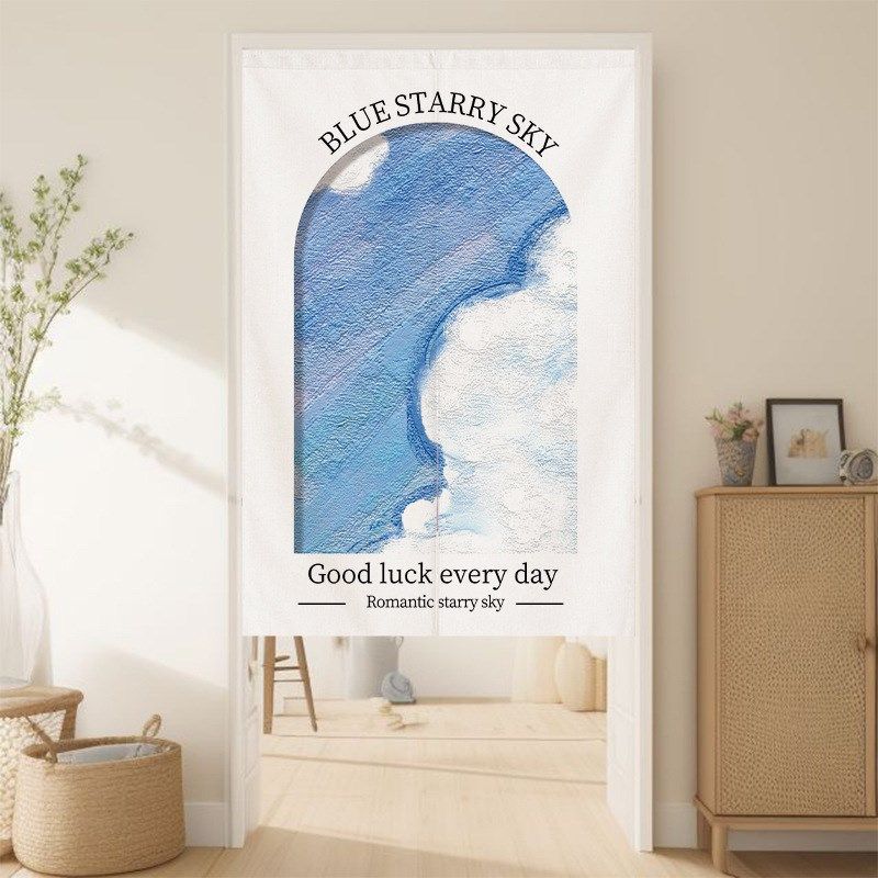 家用免打孔油画门帘隔断帘子肌理画奶油风卧室半截门帘挂帘