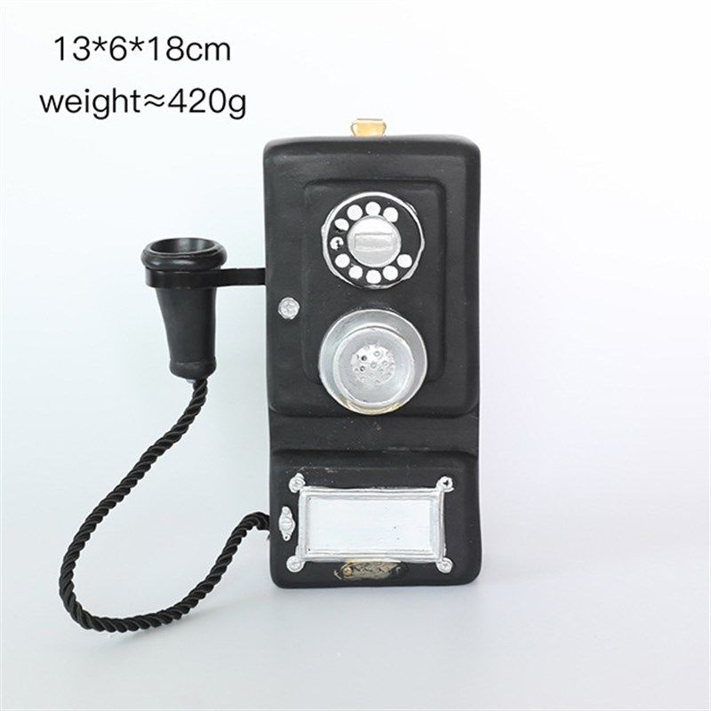 酒吧风格手工老式复古做旧工艺摆件壁挂式电话机模型精致古董