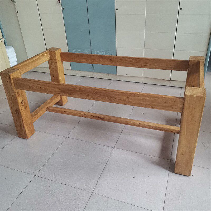 实木桌腿支架桌腿实木老榆木桌架茶台脚大板支架承重支撑桌子简约