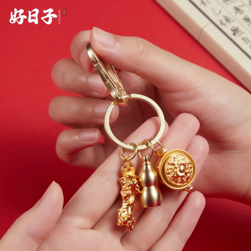 本命佛生肖貔貅铜葫芦聚宝盆转转招财进宝钥匙扣挂件真品道家挂件