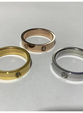 rendy Stainless Stoeel Rose Gold Color Love Ring for Women M