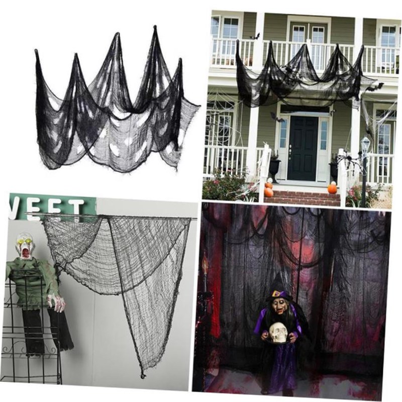 HOT SALES!!! Blacok Halloween Creepy Gauze Large Grid Yarn