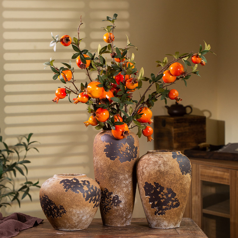 侘寂风陶瓷花瓶覆古做旧摆件客厅插花电视柜玄关民宿装饰粗陶罐,家居饰品,花瓶,淘宝优惠券,粉丝福利购,淘宝优惠卷