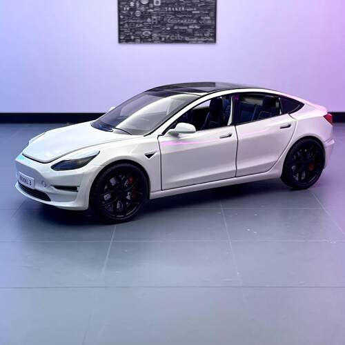 【BW798】XLG合金车模1:24特拉model3新能源声光回力6开门玩具汽