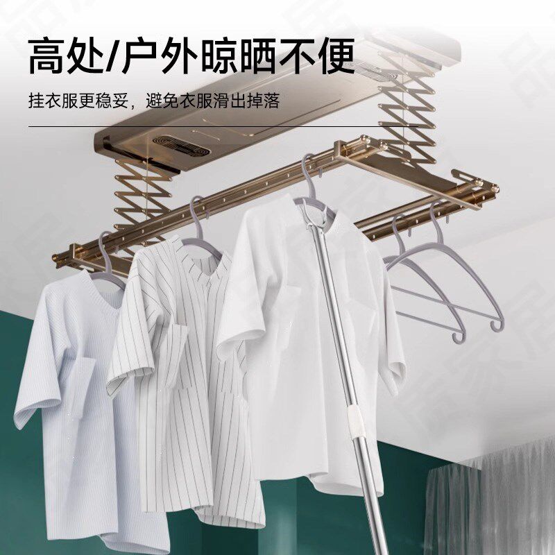意大利撑衣杆不锈钢一体家用可伸缩晾衣杆叉丫取晒衣服撑杆晾衣杆