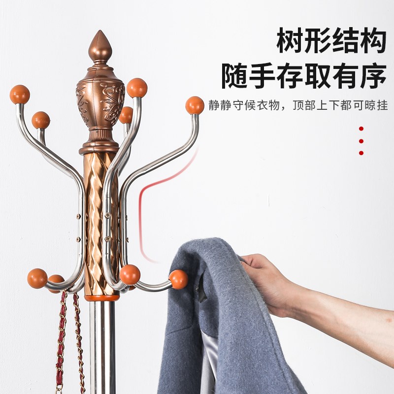 超厚不锈钢挂衣架衣帽架衣架落地衣架子客厅大衣收纳架衣服挂架