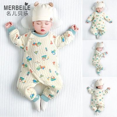 婴儿连体衣秋冬装保暖夹棉新生儿衣服早秋装宝宝加厚外穿爬服秋季