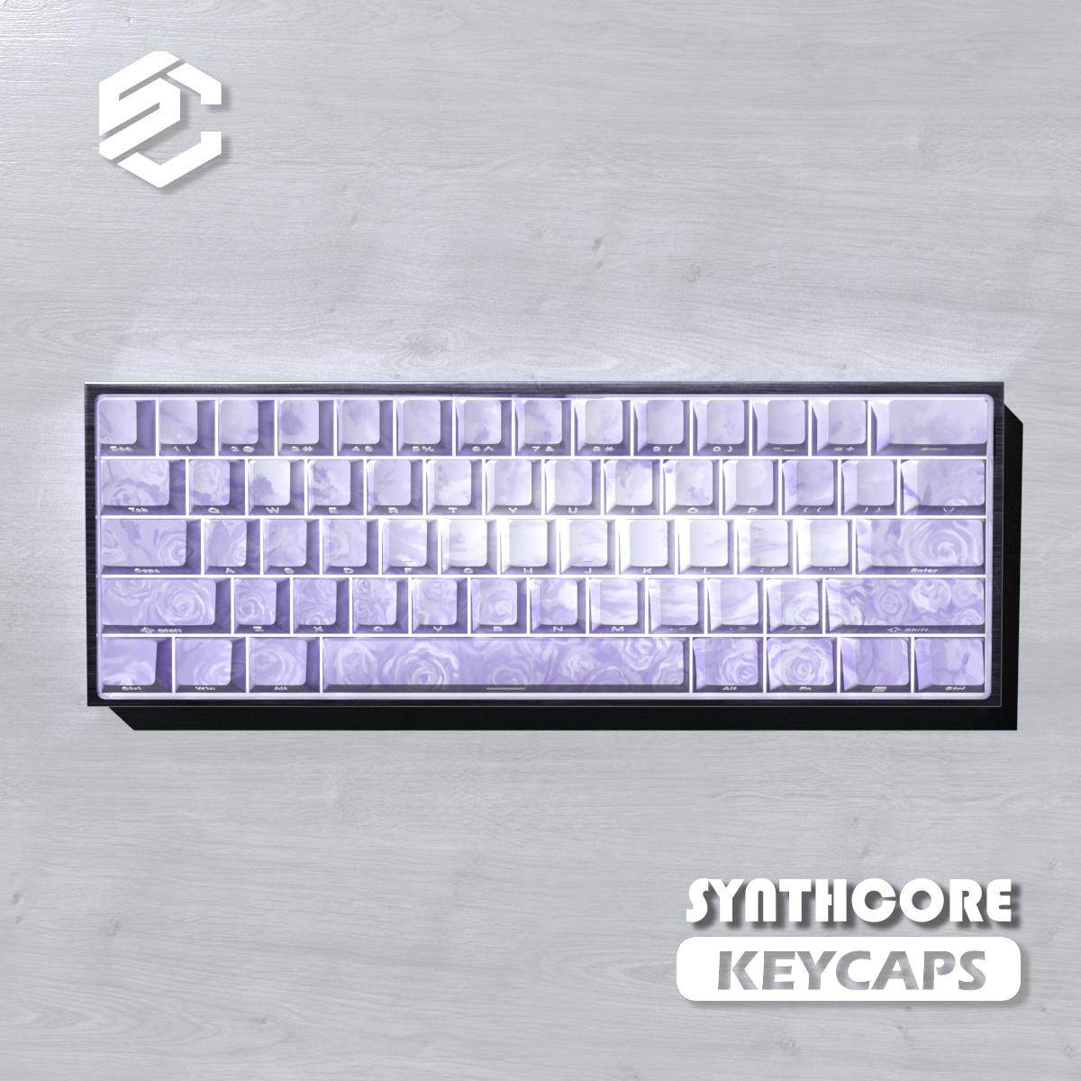 玫瑰海岸键帽原厂高度键帽清仓侧刻透光适配60 61 68机械磁轴键盘