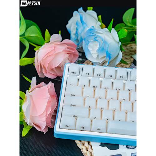 神乃川 透明雾白磨砂键帽104键OEM高度ABS无刻十字轴机械键盘键帽