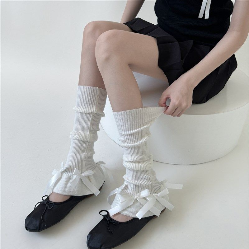 秋冬少女花苞可爱蝴蝶结堆堆喇叭腿套甜美Lolita针织芭蕾风jk袜套,运动包/户外包/配件,运动袜,淘宝优惠券,粉丝福利购,淘宝优惠卷