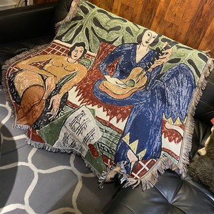 TEMU 马蒂斯吉他女人挂毯休闲毯沙发毯盖毯 SHEIN