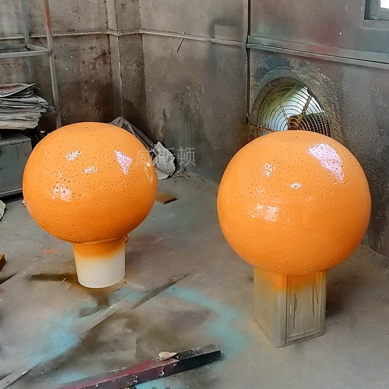 现代轻奢设计师创意玻璃钢橘子造型茶几客厅家用小户型圆形桌几